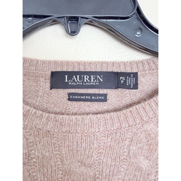 Lauren Ralph Lauren Petite Tan Cable Knit Cashmere Blend Sweater Dress – Size PS - Picture 4 of 9